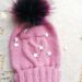 różowa czapka z sercem z melange wool