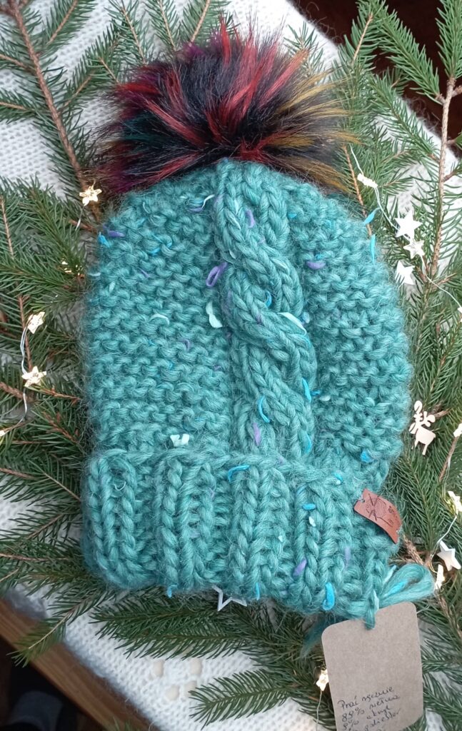 czapka tweed zielona